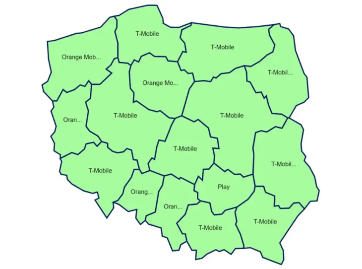 Скорость приема мобильного интернета в Польше карта